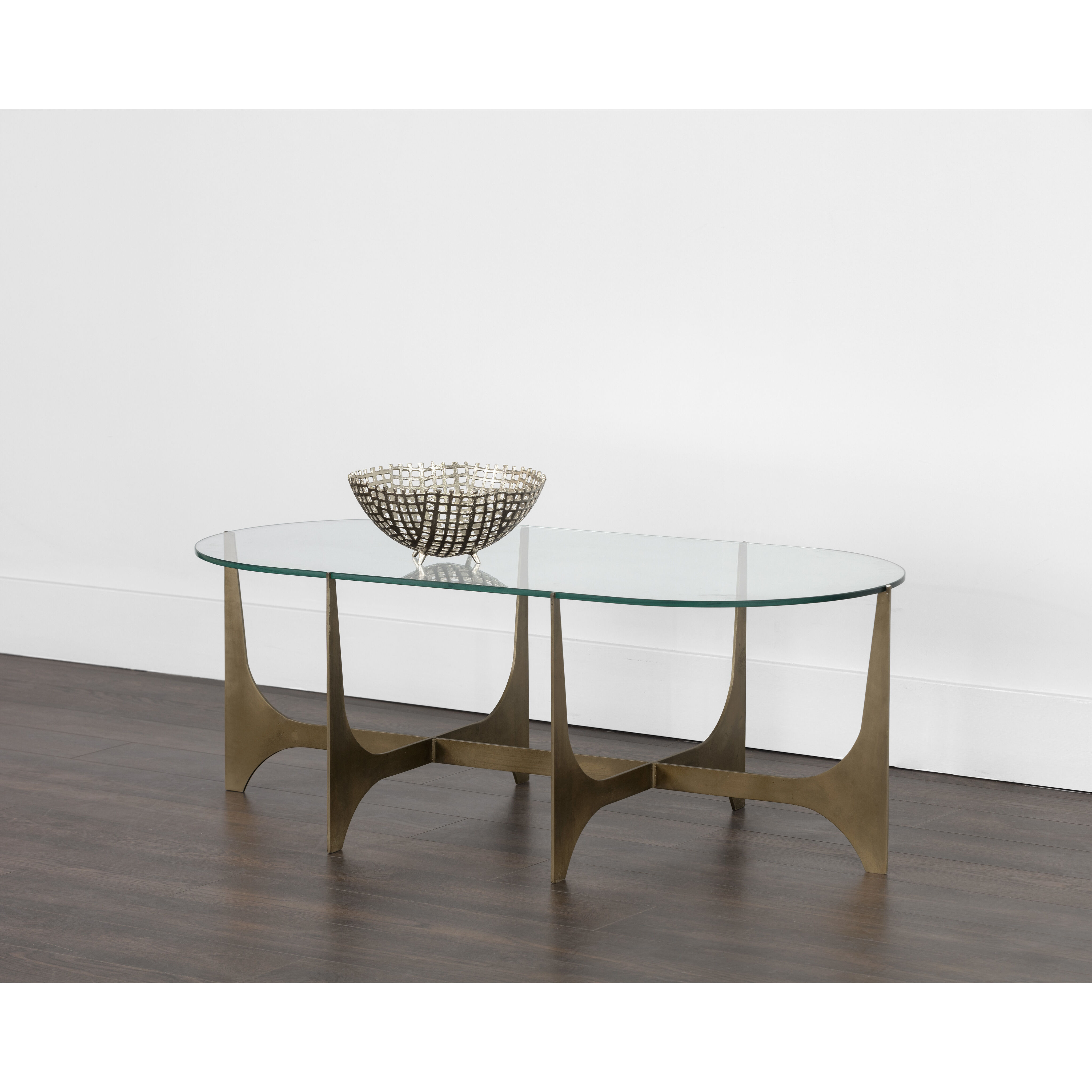 Juliane 47 X 24 inch Clear / Antique Brass Coffee Table